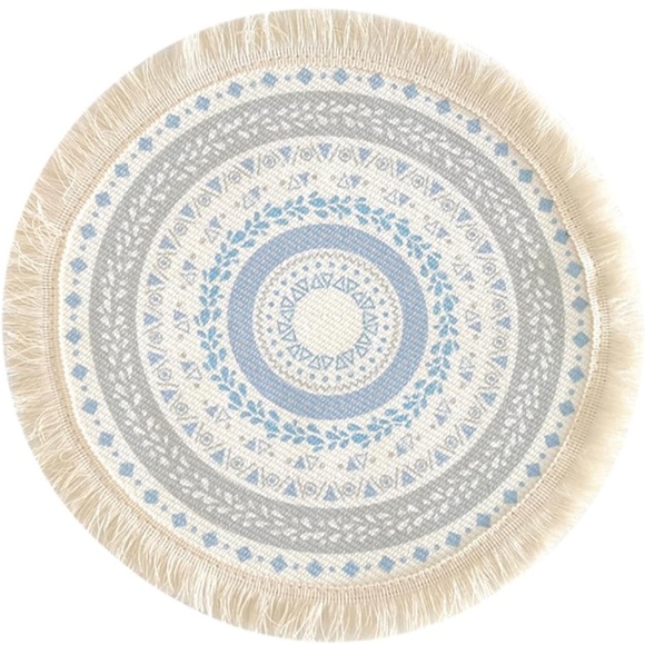 - Round boho placemats 9x9 washable cotton tea spot Mats ( 4 ) - Picture 13 of 16